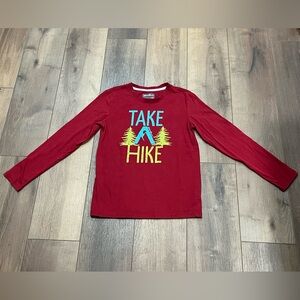 Eddie Bauer Kids Red Long Sleeve Tee with Adventure (Hiking) Design